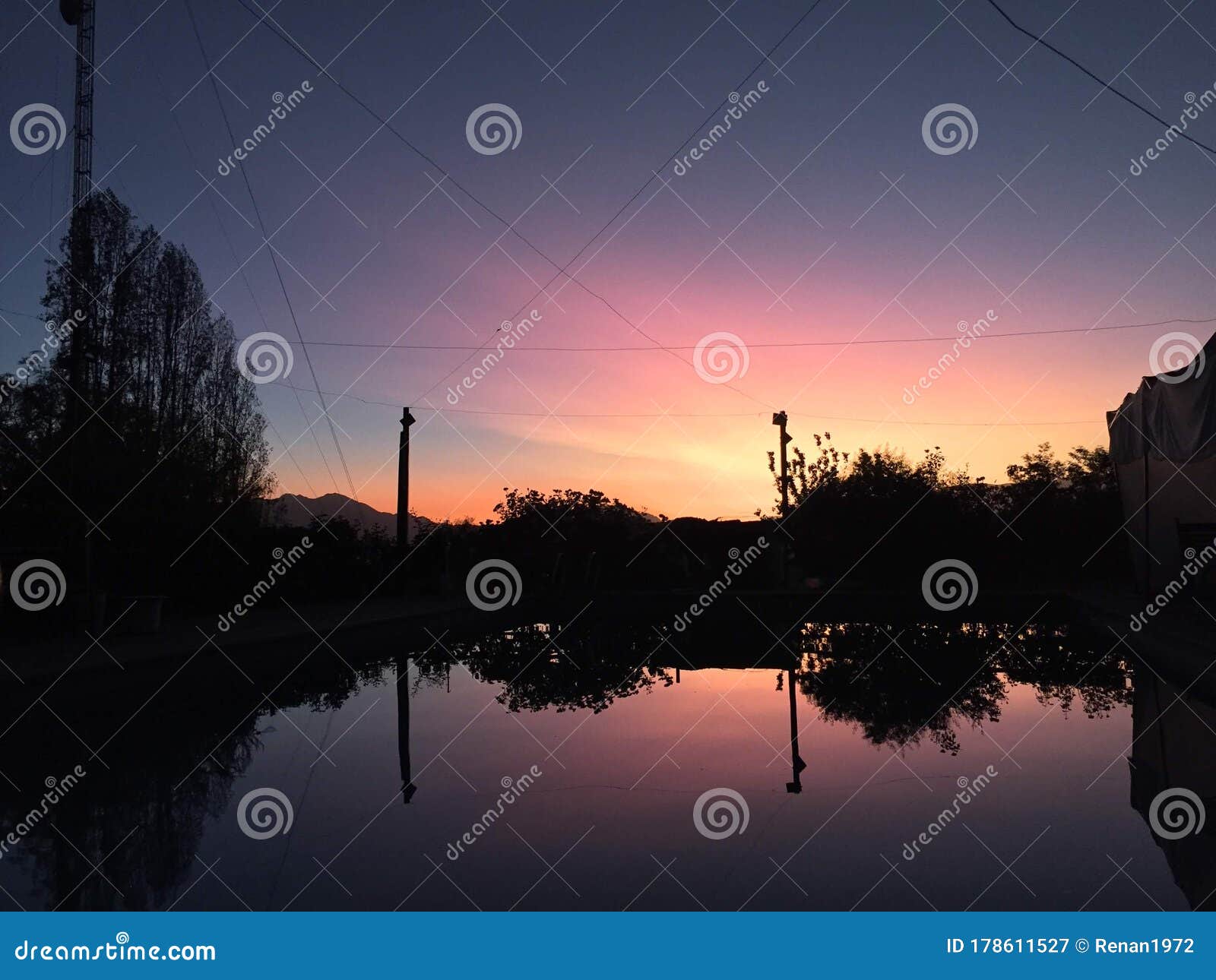 sunset on a lake in chile