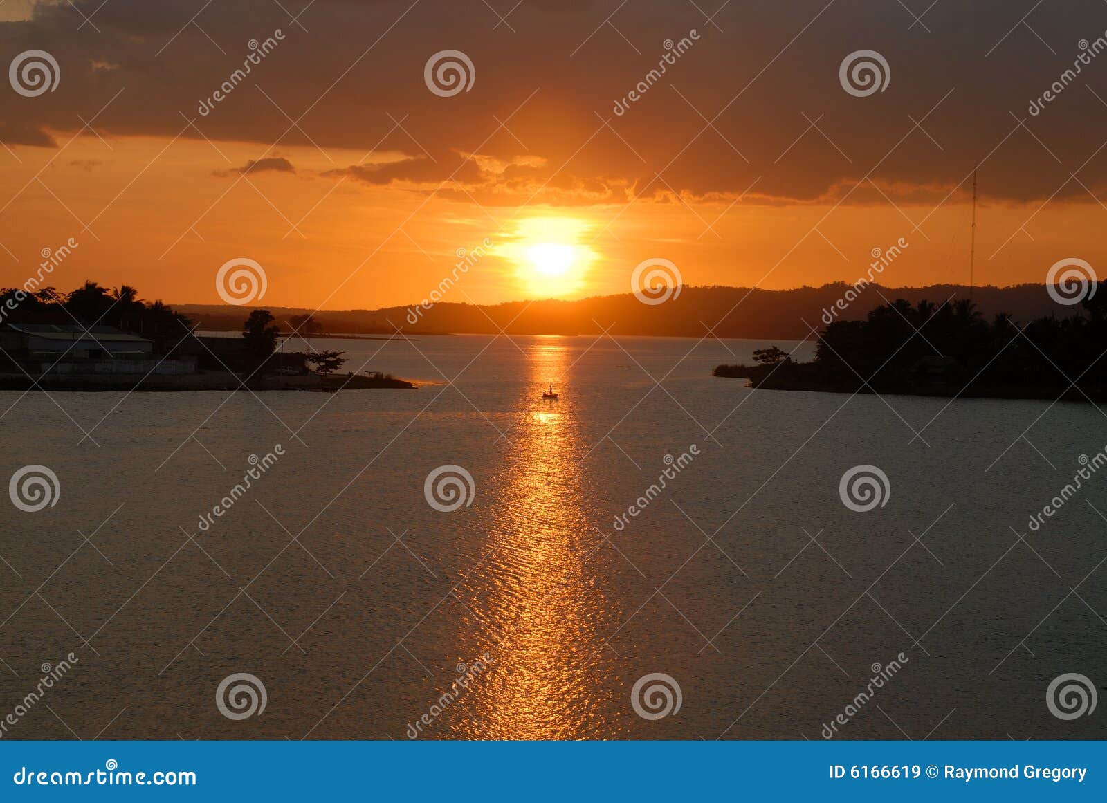 sunset on lake flores guatemala