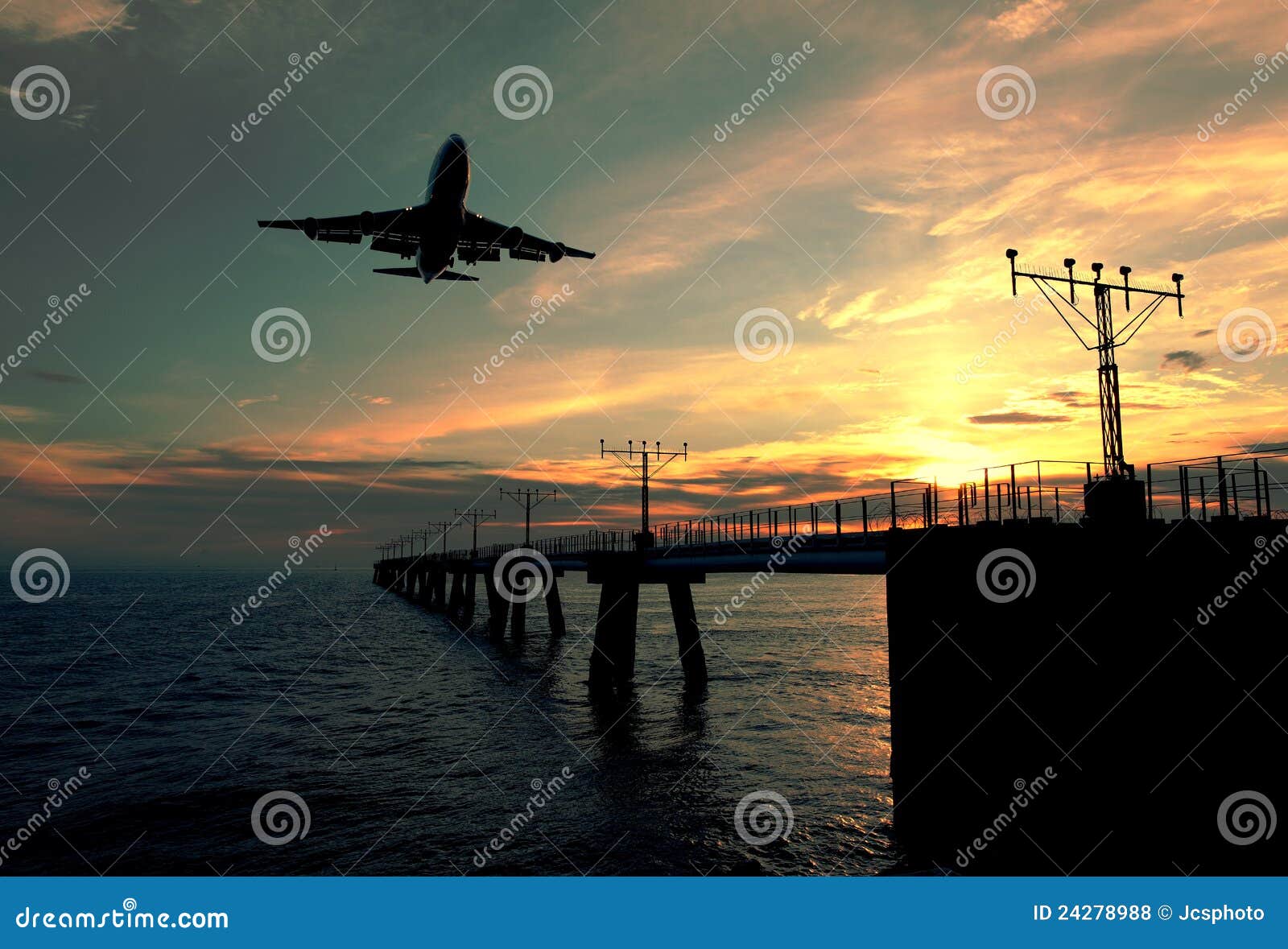 Sunset landing stock photo. Image of reflection, golden 24278988