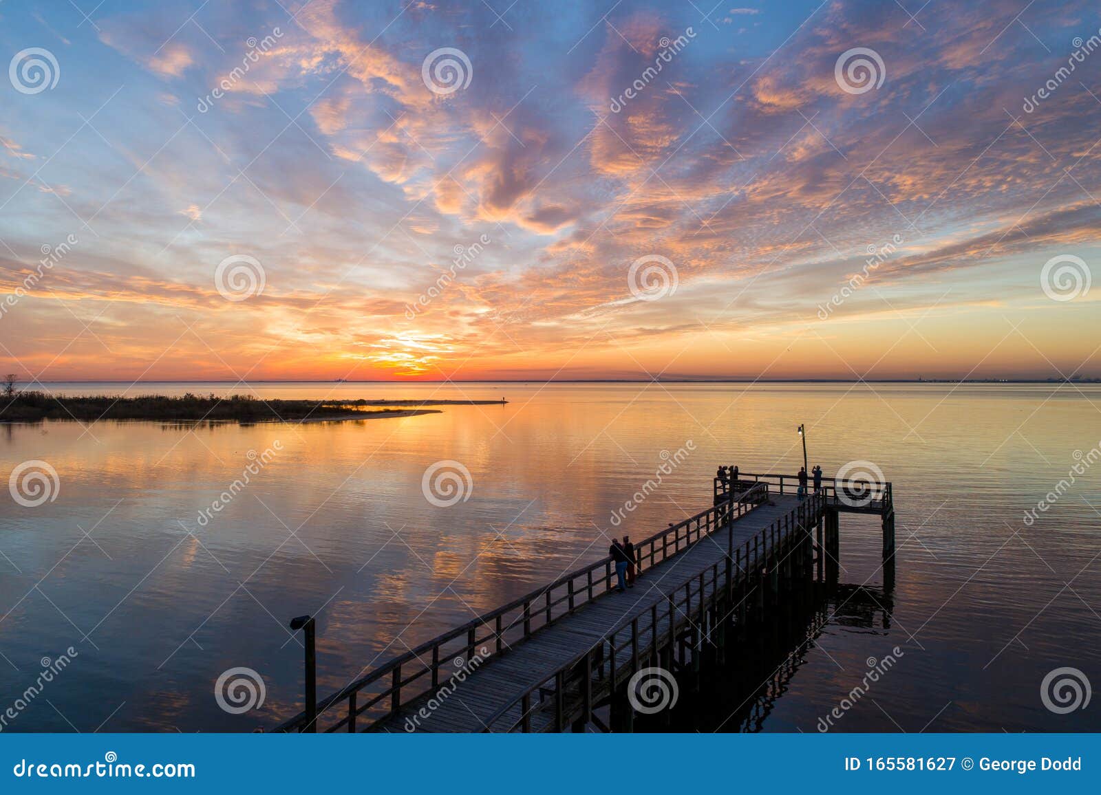 Sunset On Mobile Bay In Daphne Alabama Bayfront Park Pavilion Stock