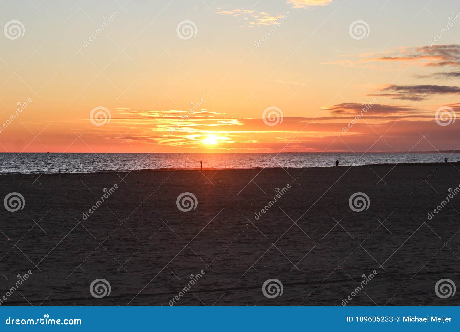 sunset monte gordo beach in algavare region in portugal