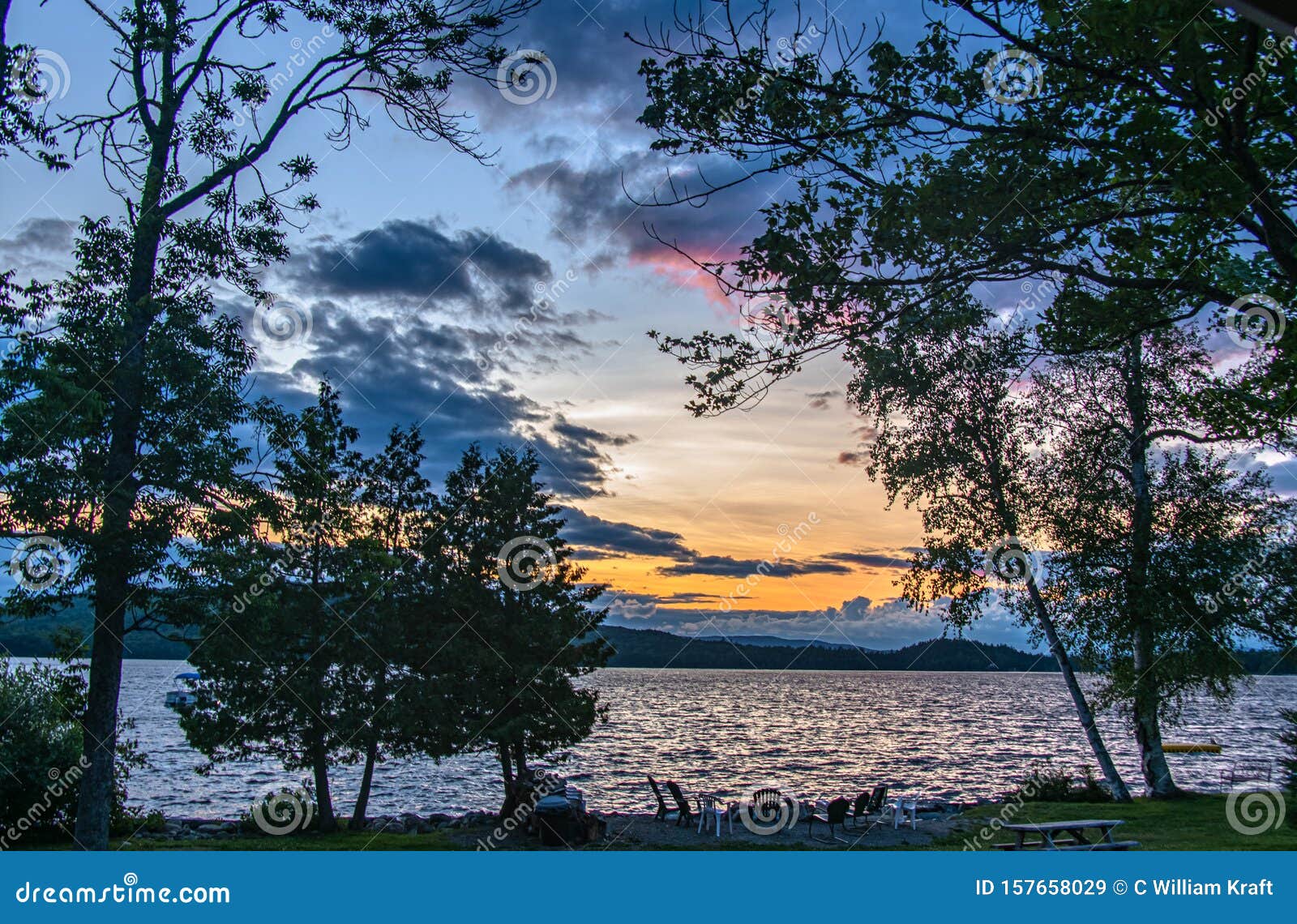 Sunset on Mooselookmeguntic Lake, Oquossoc, Maine Stock Image Image