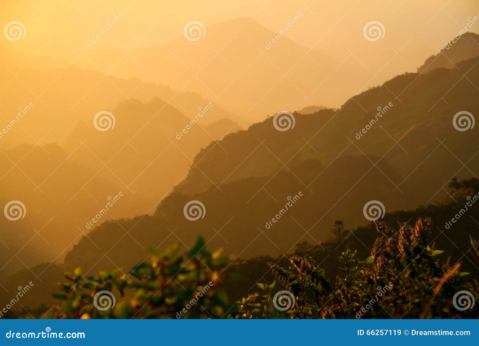 sunset at mountain of doi chiang dao