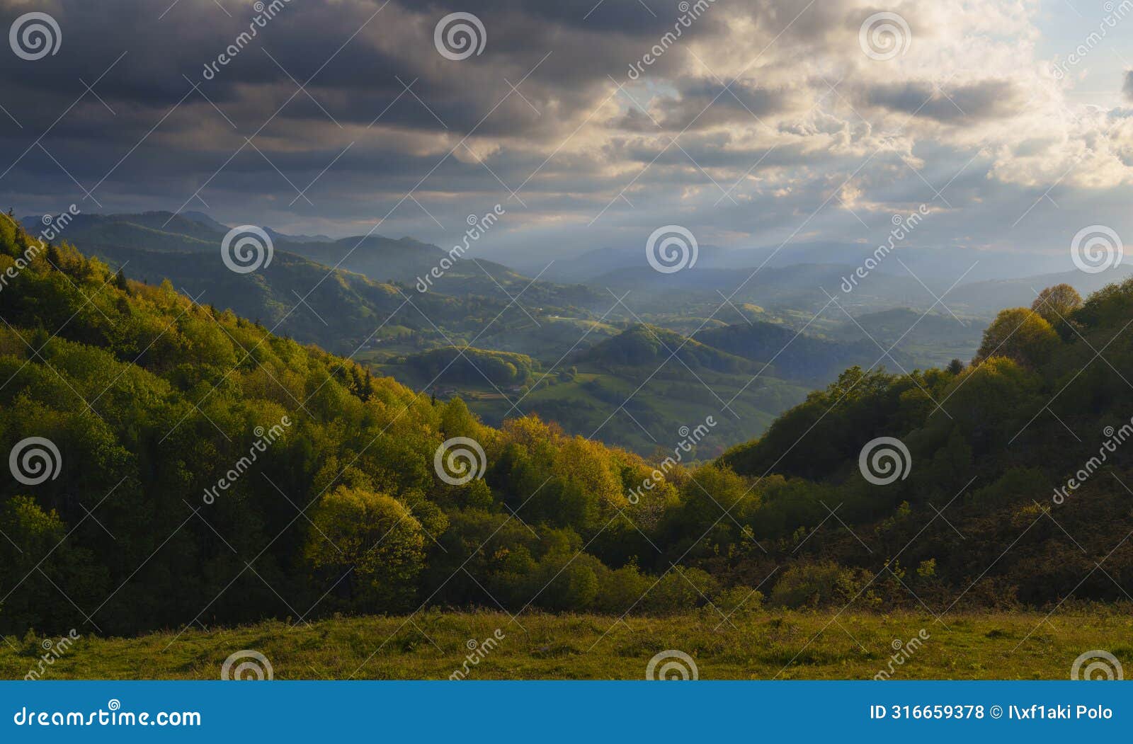 sunset in the natural park of aiako harriak. sunset in the mountains of gipuzkoa from the natural park of aiako harriak, euskadi