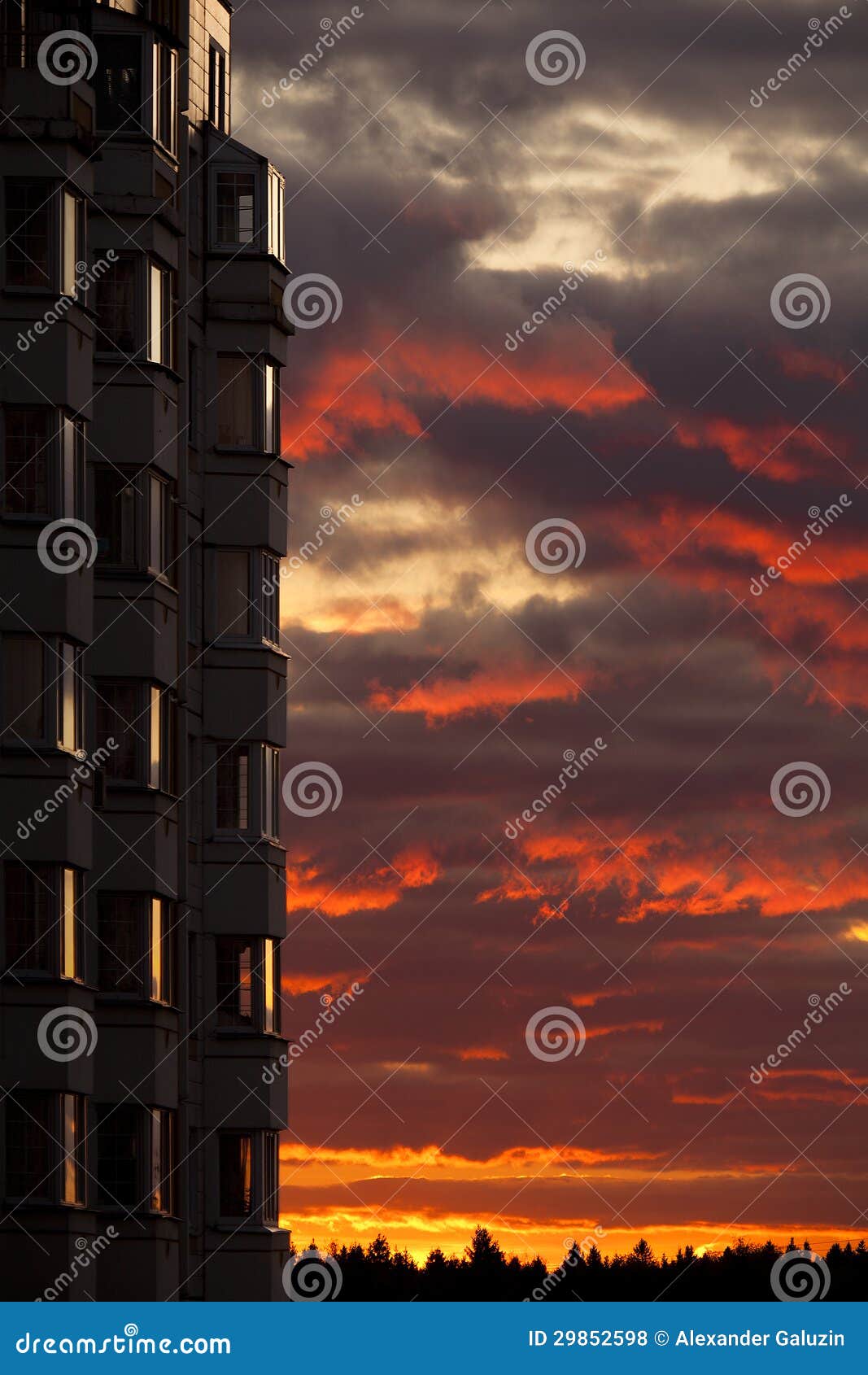 Sunset on Apartment Building Stock Photo Image of generic