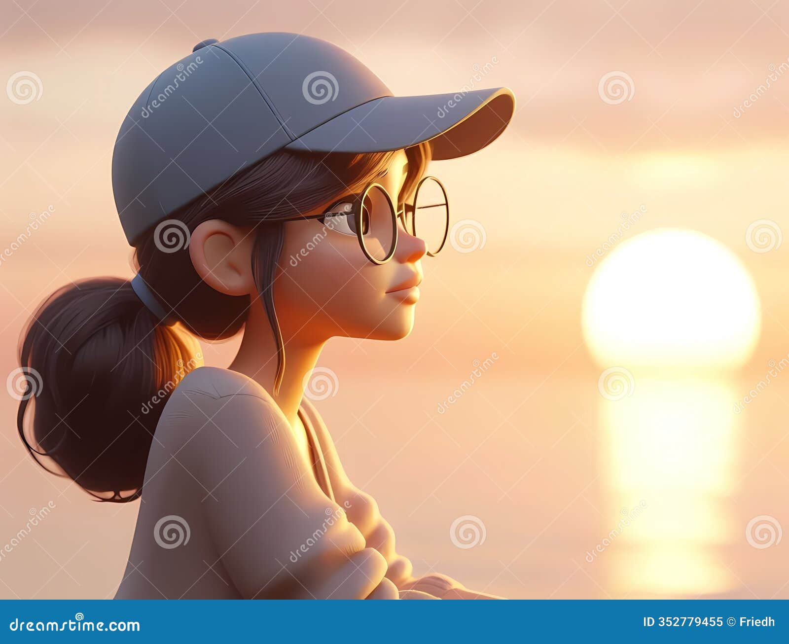 sunset observer in quiet reflection