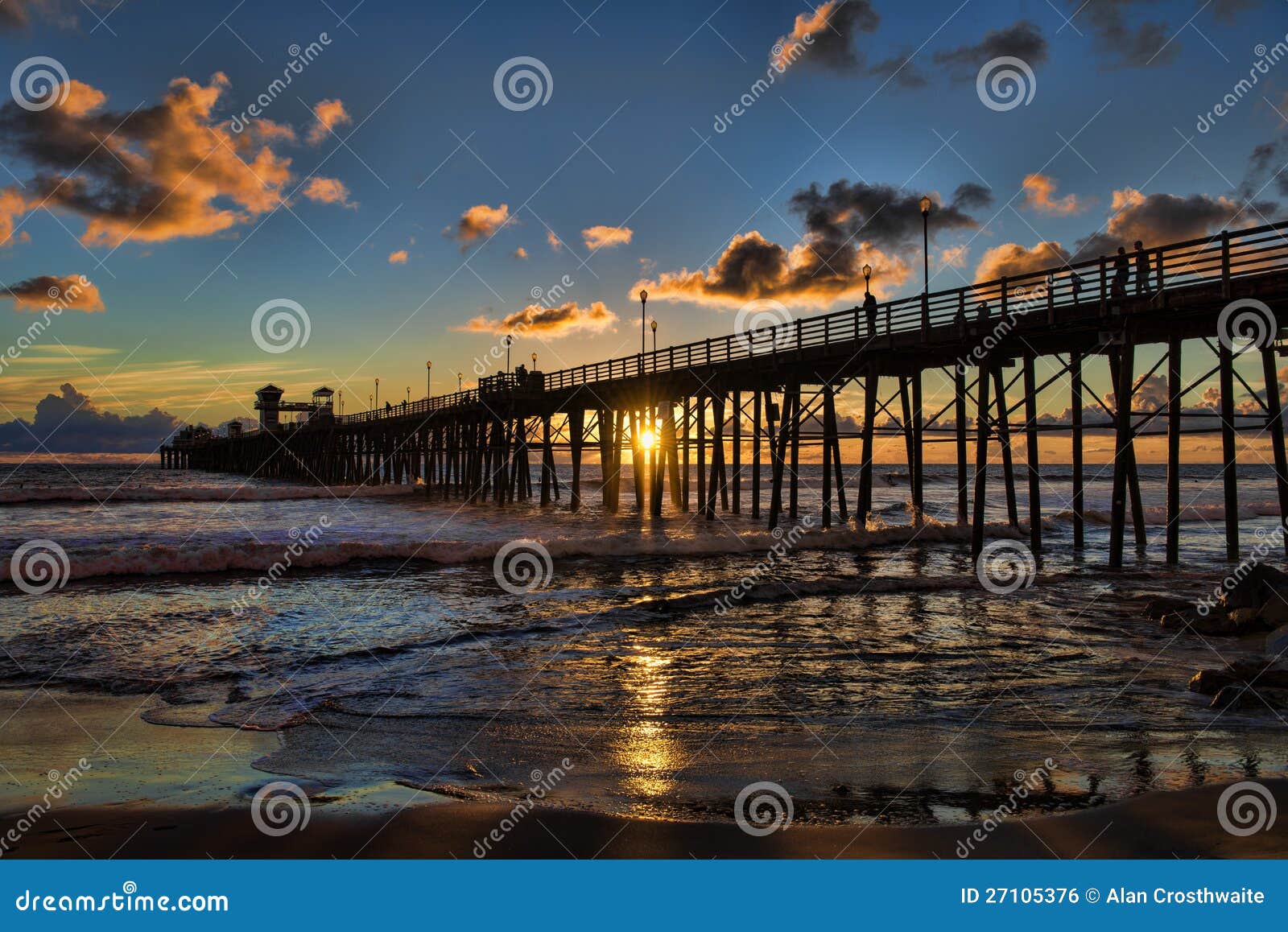 Sunset at the Oceanside Pier Stock Photo - Image of tourism