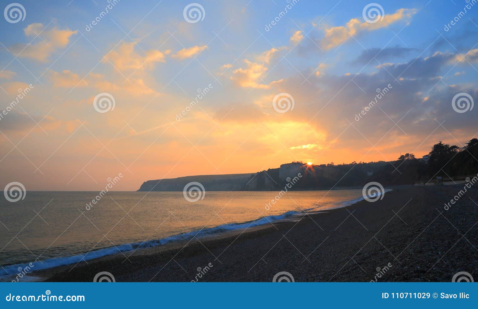 Sunset over Beer Head stock image. Image of devon, horizon 110711029