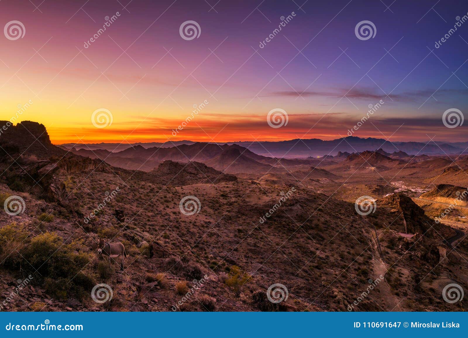 Sunset Over the Black Mountains in Arizona Stock Image Image of