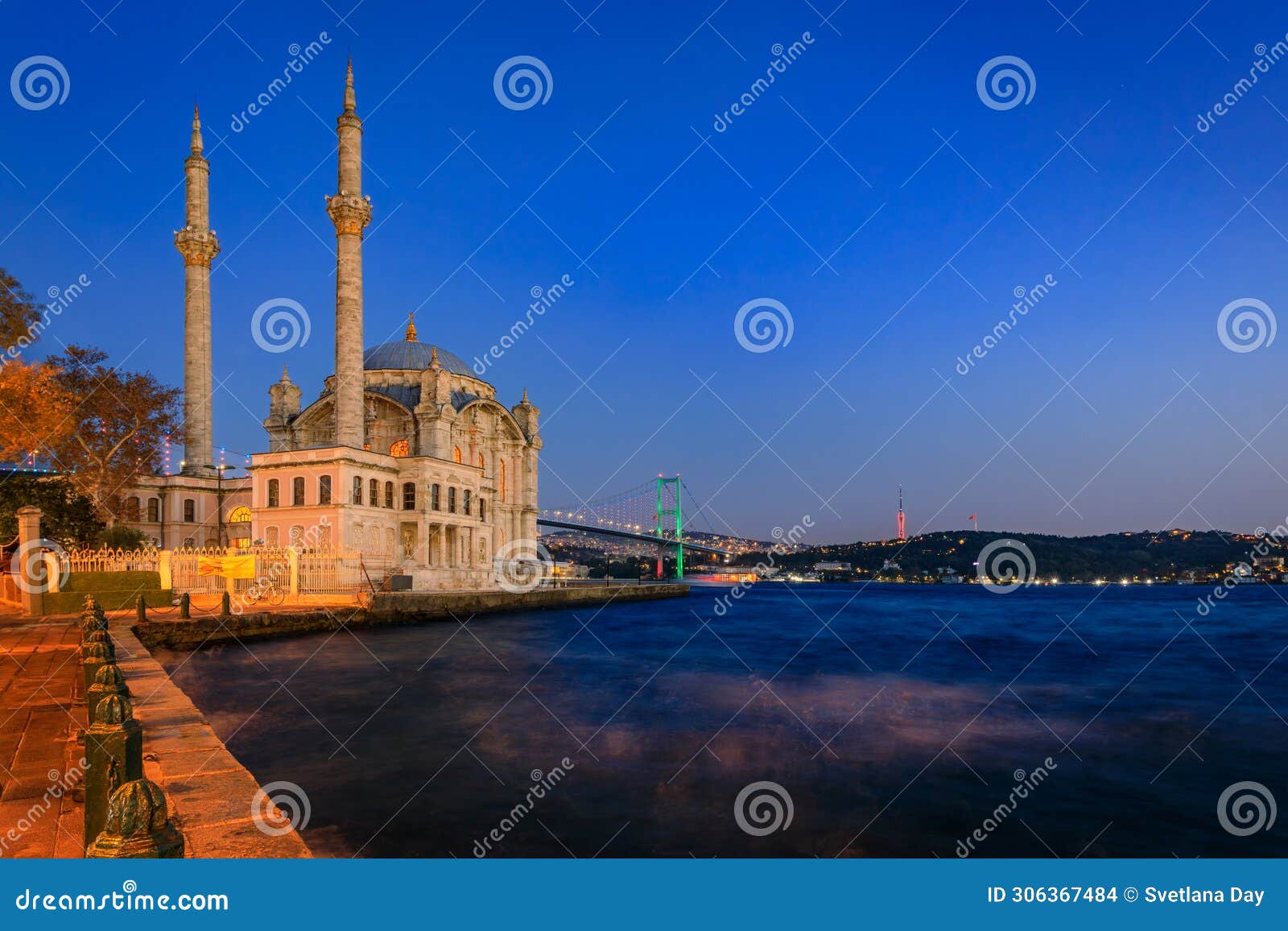 sunset over bosphorus and grand mecidiye mosque ortakoy mosque,