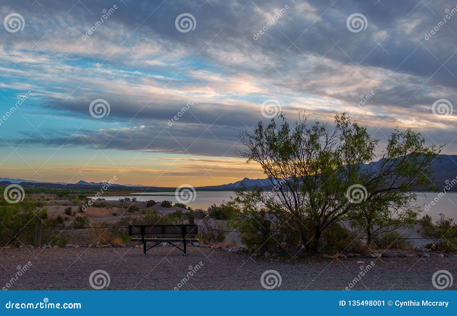 sunset over caballo lake in new mexico