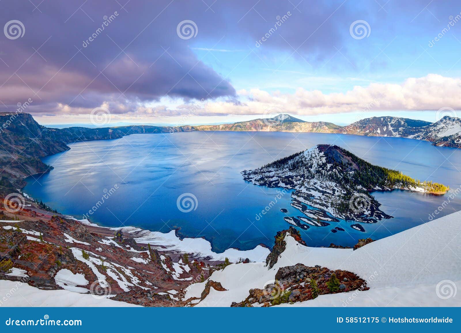 sunset over crater lake , crater lake national park, oregon