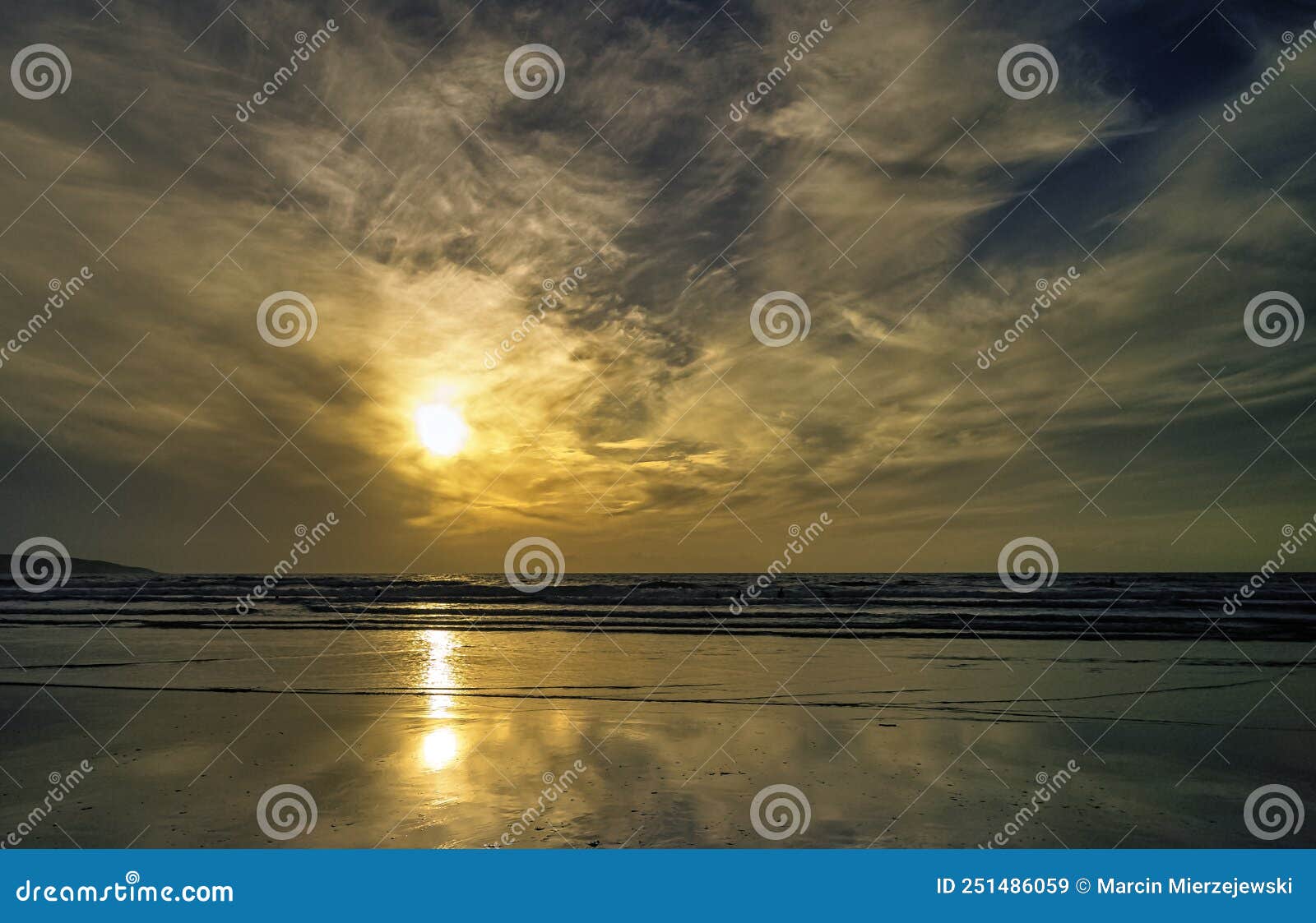sunset over gwithian beach gwithian towans - hayle, cornwall, united kingdom
