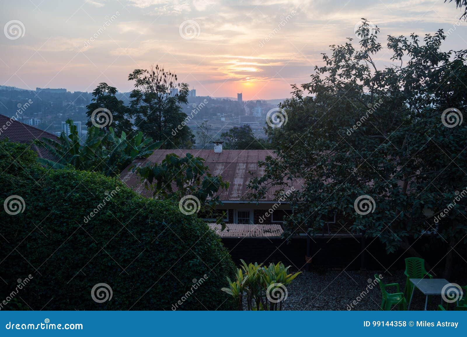 a sunset over kigali in rwanda