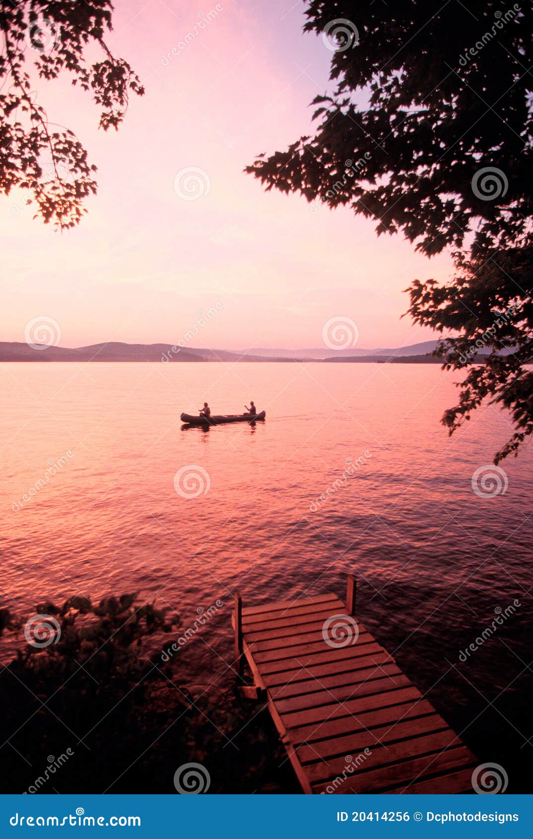 Sunset Over Lake Winnipesaukee, NH with Canoe Stock Photo Image of