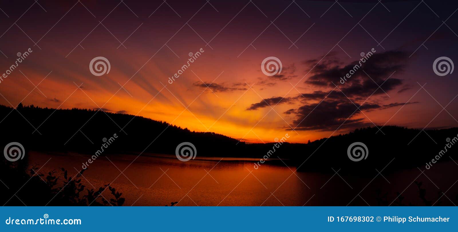 Sunset Over a Lonley Lake Near Siegen Stock Photo Image of horizontal, drone 167698302