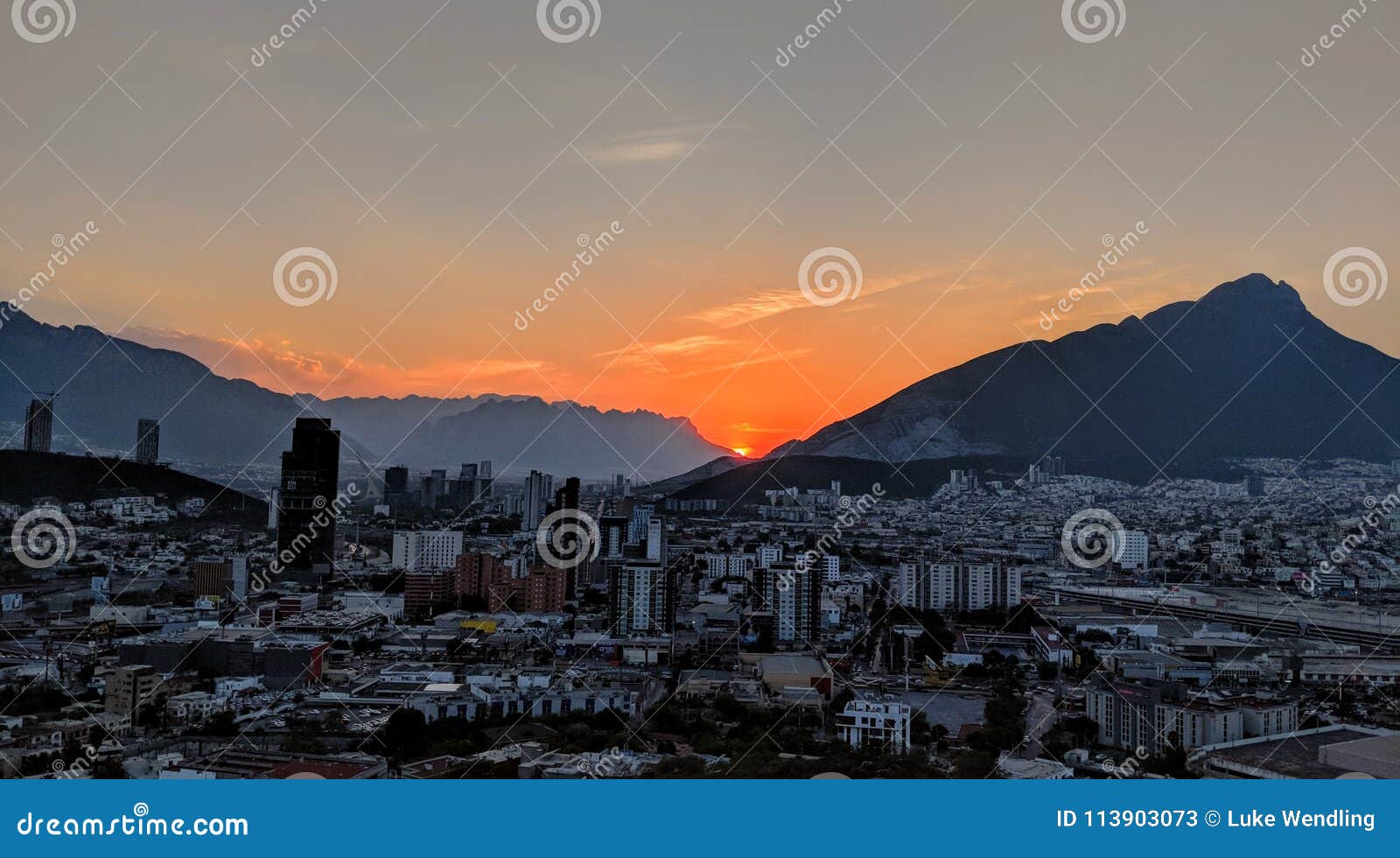 sunset over monterrey, mexico