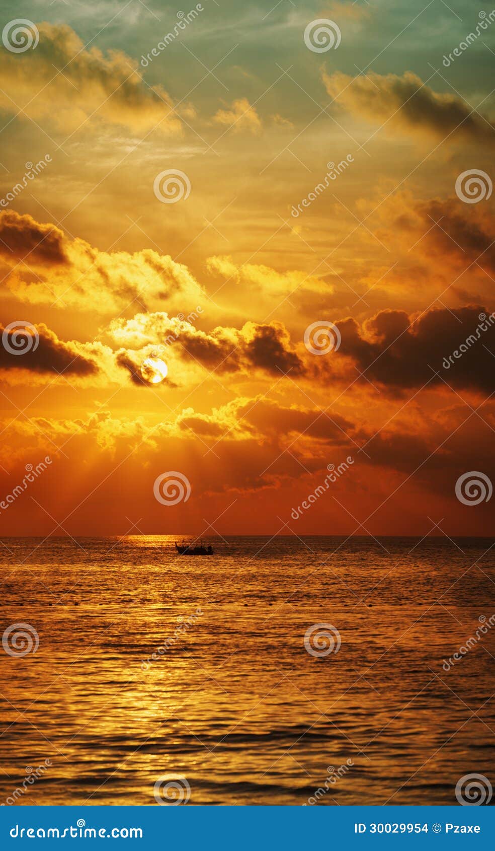 sunset over the ocean. vertical high resolution panorama.