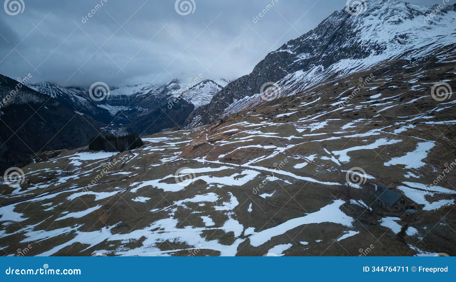 sunset over the pyrenees mountains near gavarnie