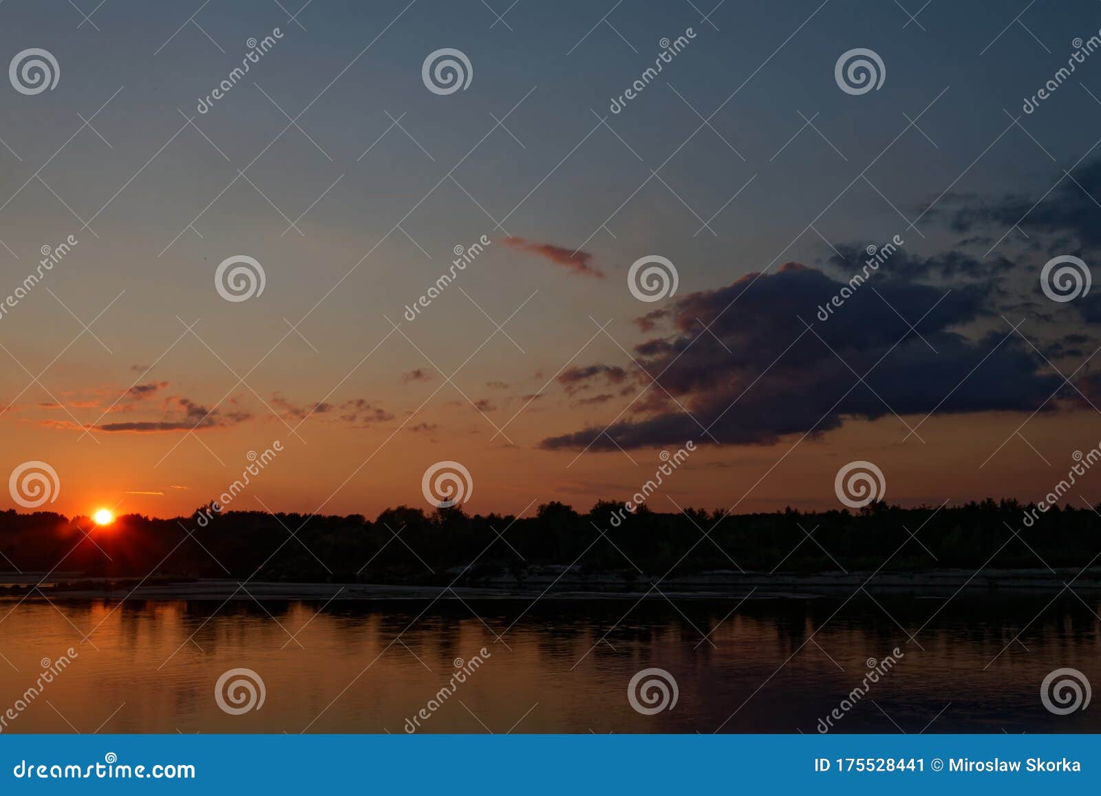 sunset over river vistula