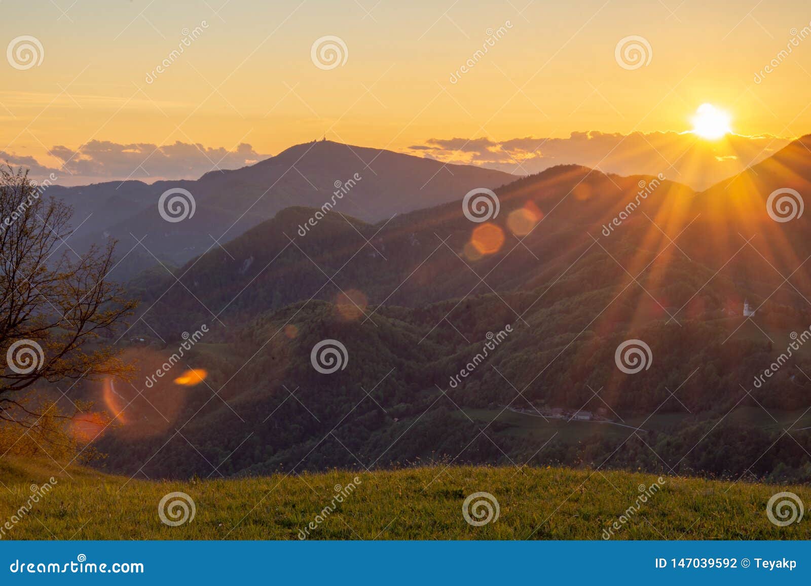 sunset over the slovenian landscape