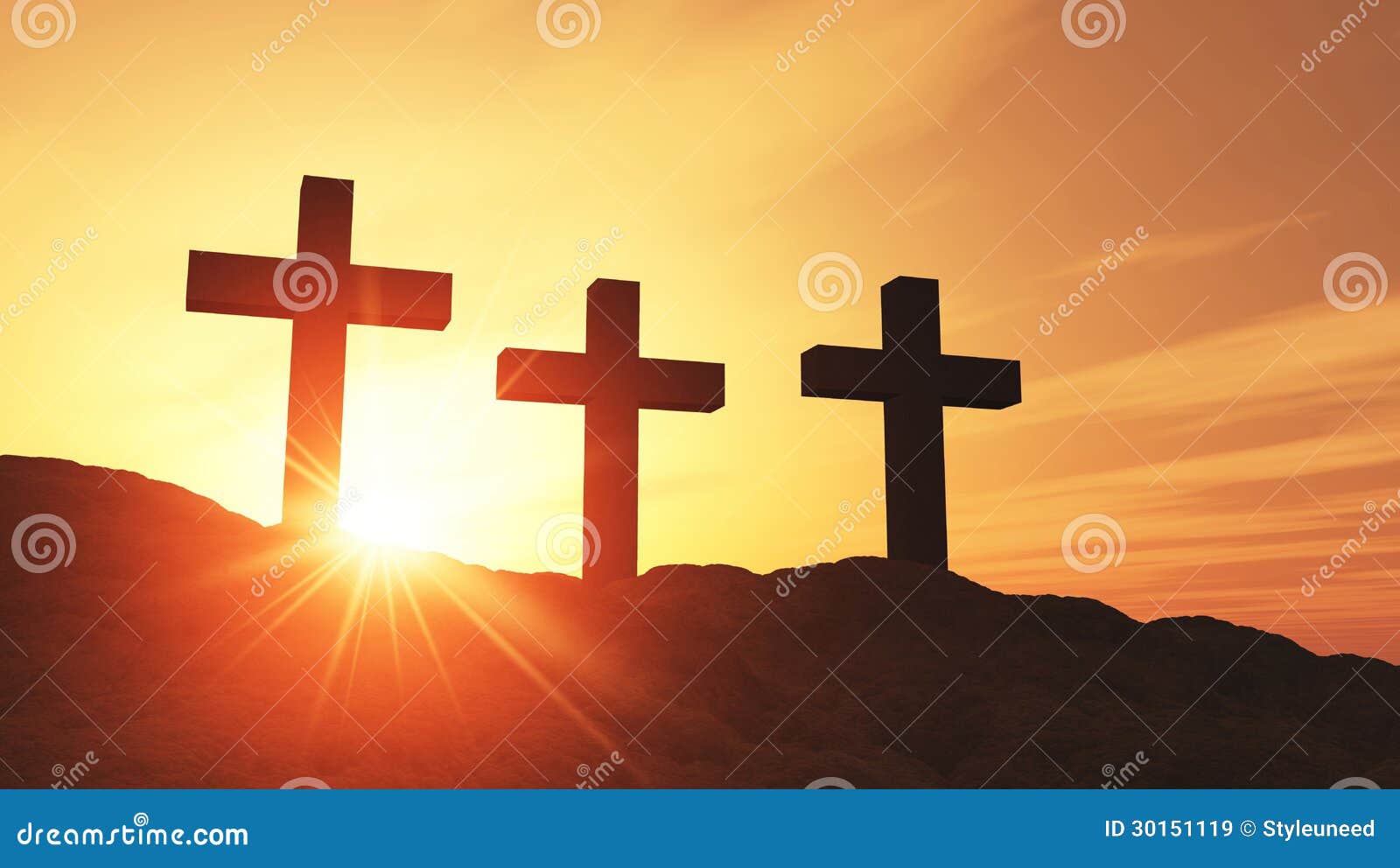 Sunset Over Religious Crosses Stock Image - Image of religion ...