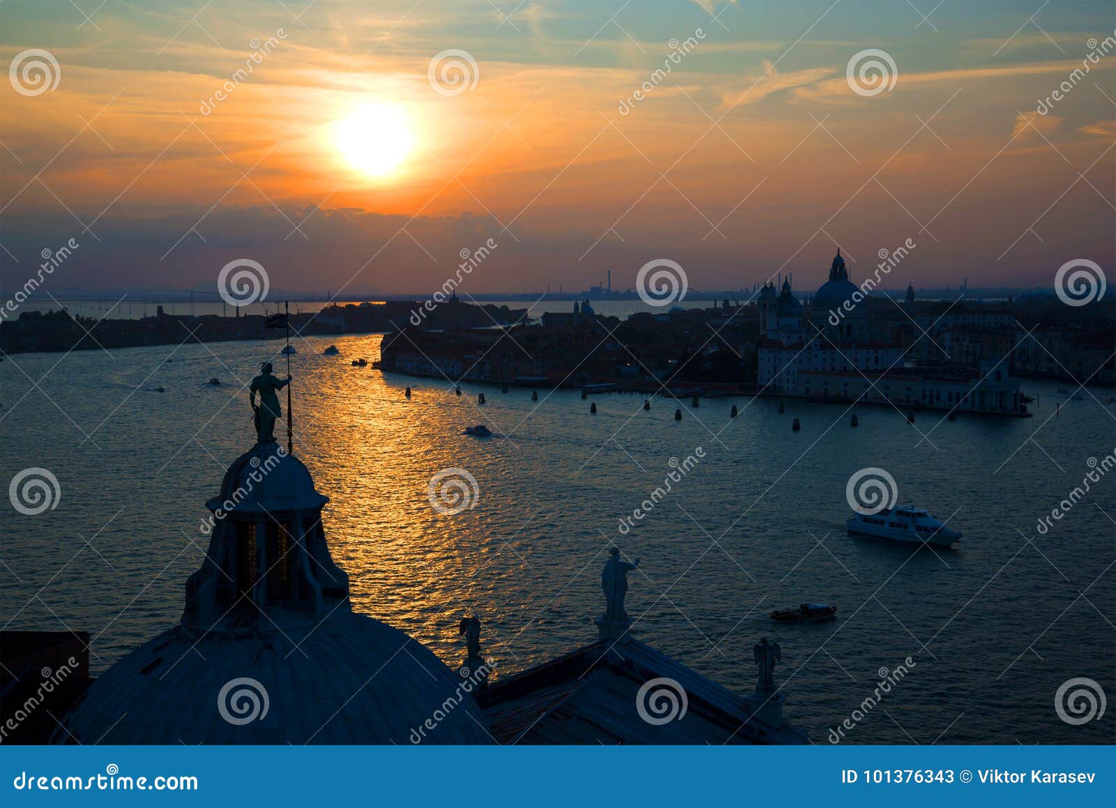 Sunset Over Venice. View from the Bell Tower of the Cathedral of San ...