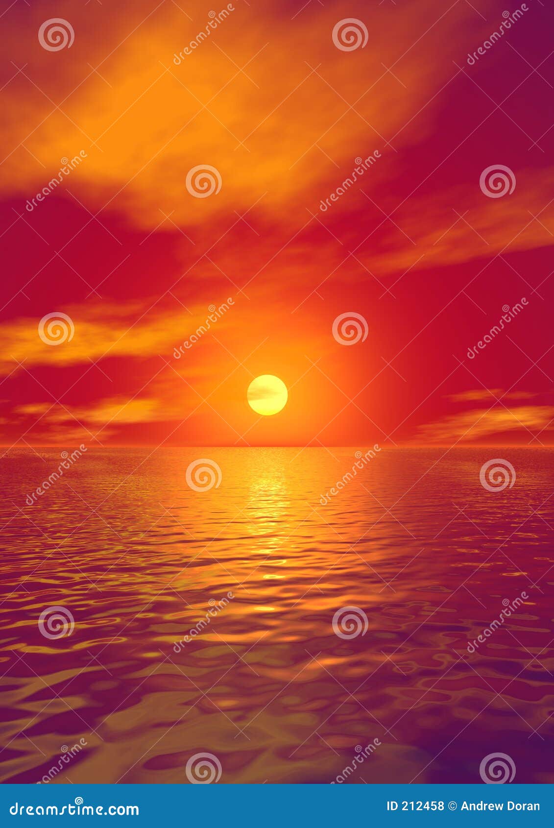 sunset over water clipart 8