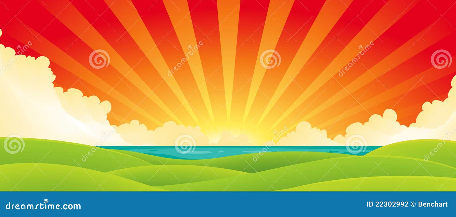 sunset over water clipart 8