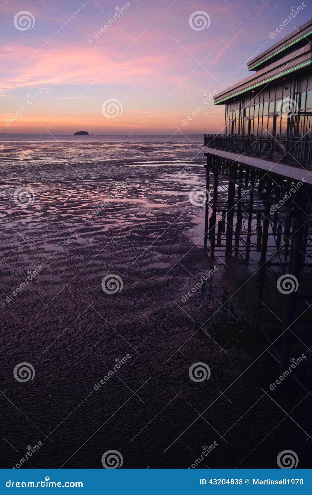 Sunset Over Weston Super Mare Pier and Beach Editorial Stock Photo