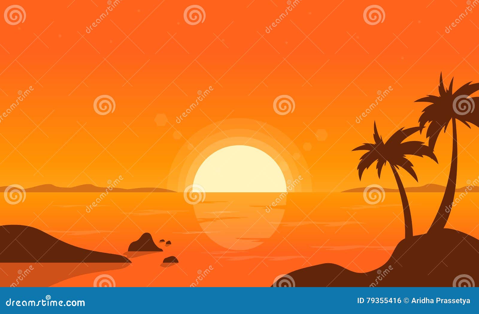 At Sunset Palm on Beach Vector Stock Vector - Illustration of travel ...