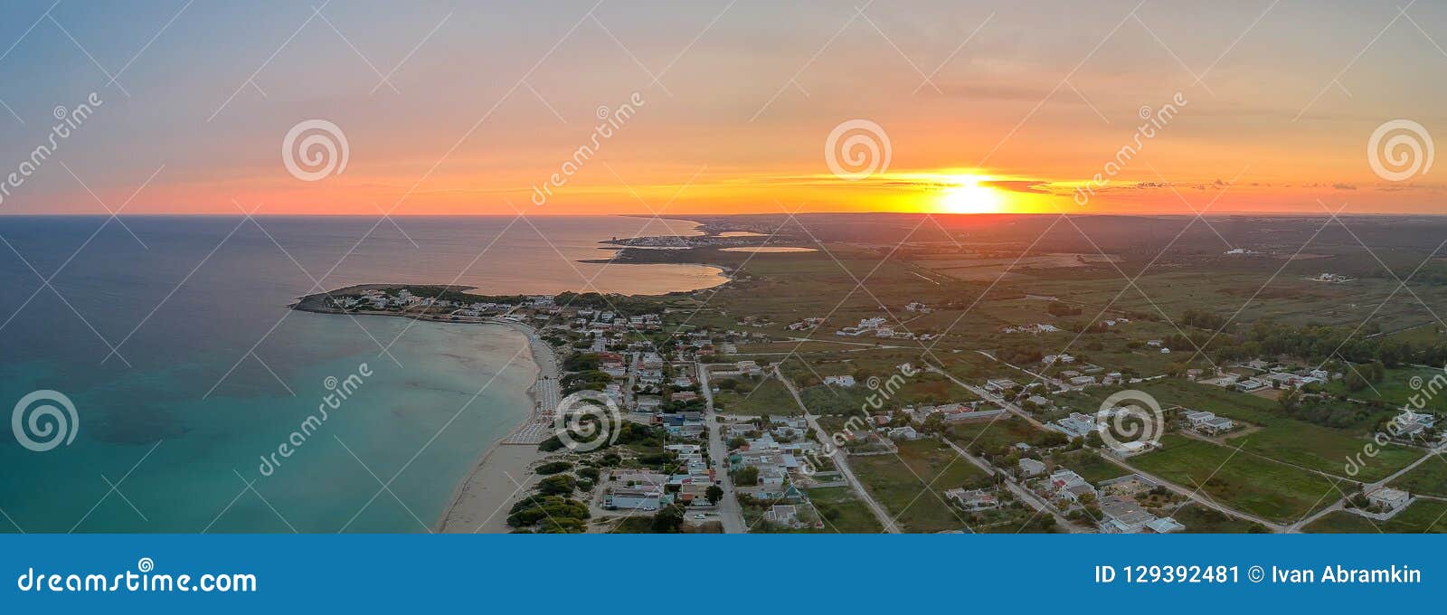 the sunset panorama in punto prosciutto, puglia, italy