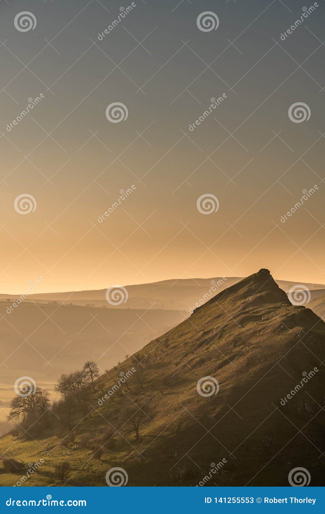 Sunset on Parkhouse Hill and Chrome Hill Stock Image - Image of back ...