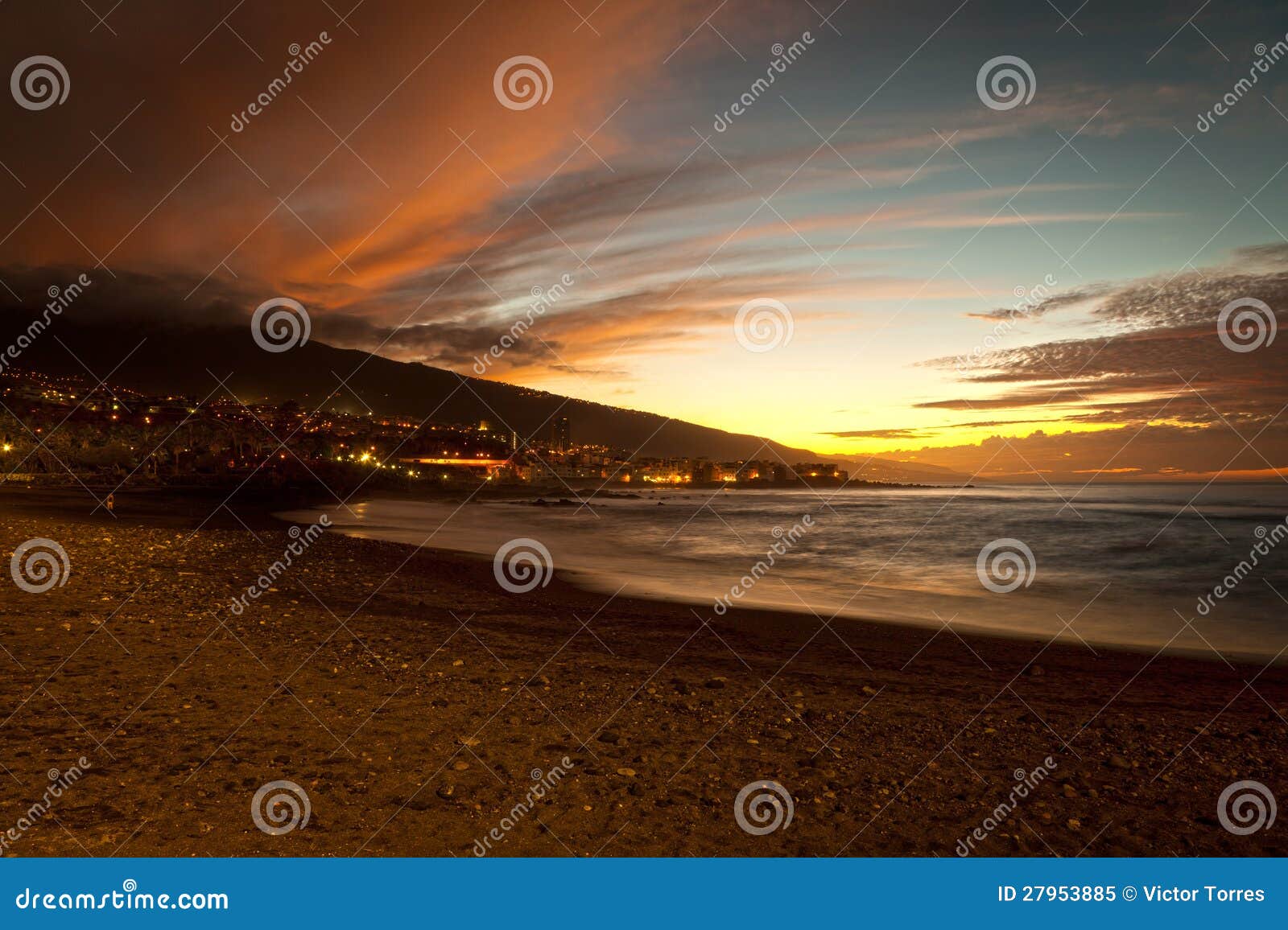 sunset in playa jardin, puerto de la cruz