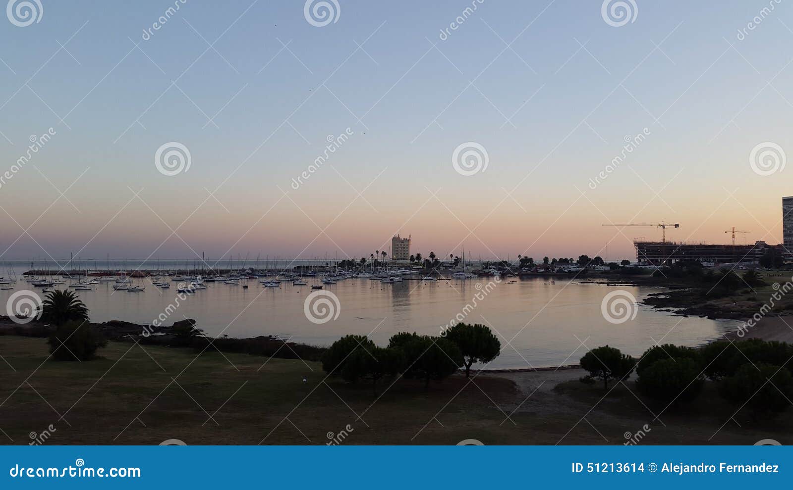 sunset at port of buceo, uruguay