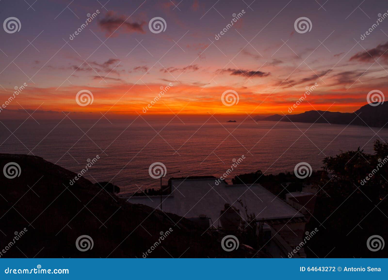 a sunset from praiano, from costiera amalfitana