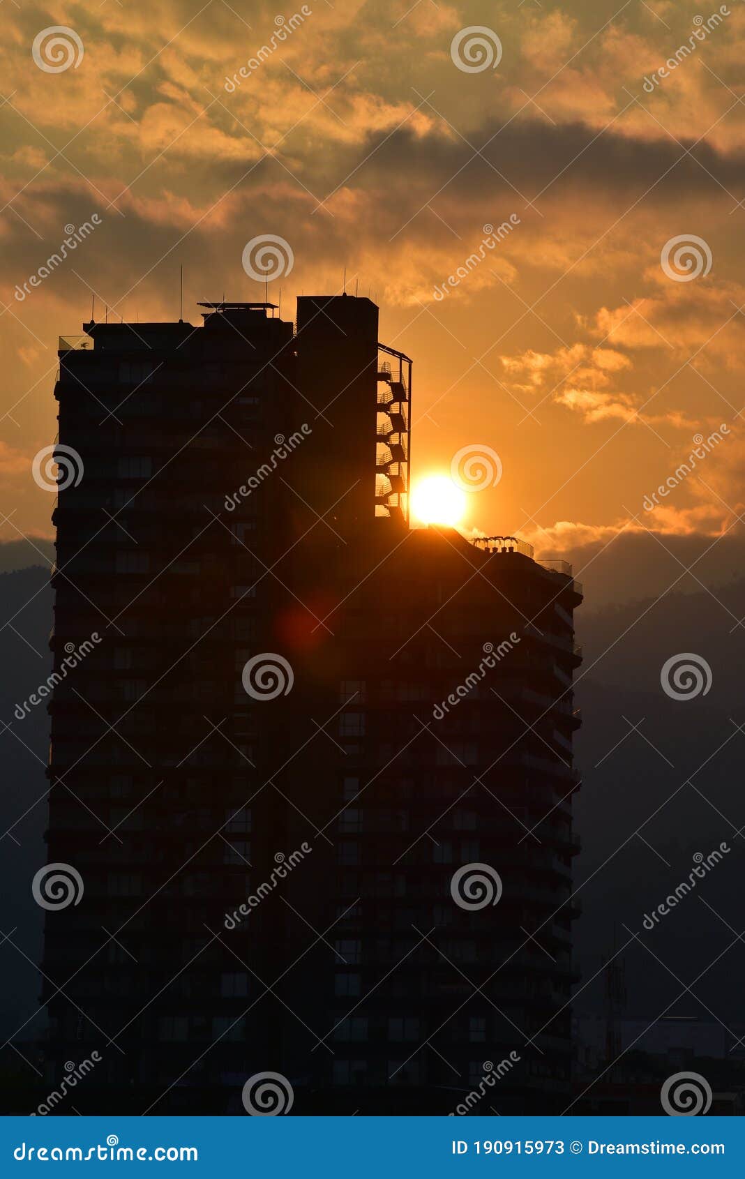 sunset reflection in building