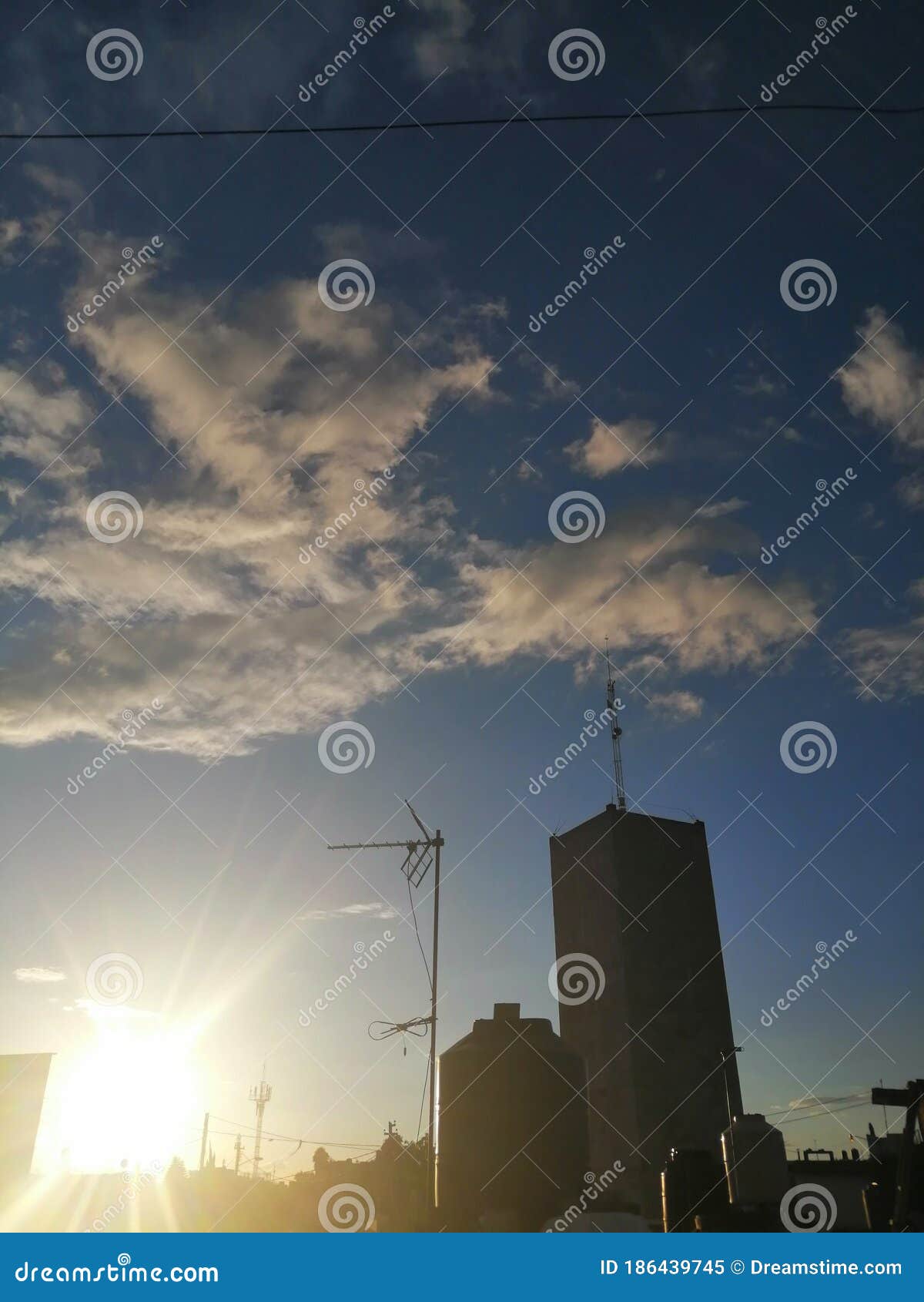 sunset in the rooftop with cloudy sky