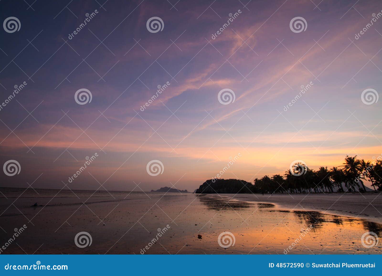sunset at sampraya beach in samroiyod nation park, pranburi,thailand