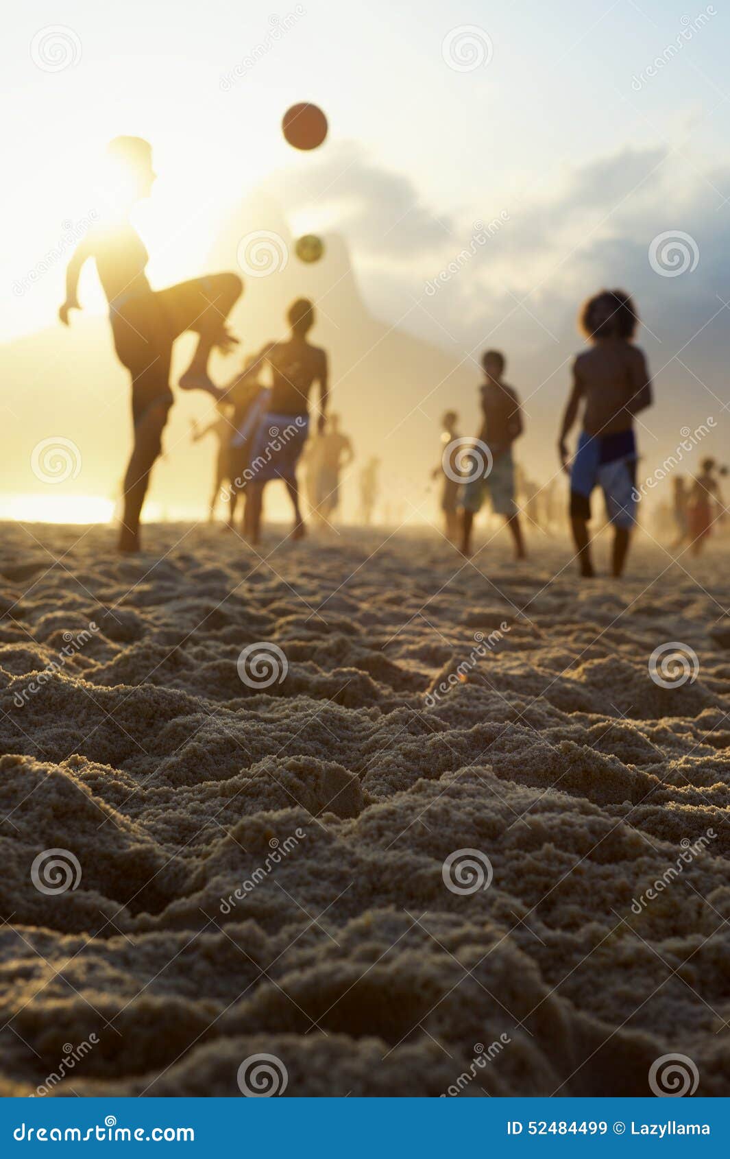 sunset silhouettes playing altinho futebol beach football brazil