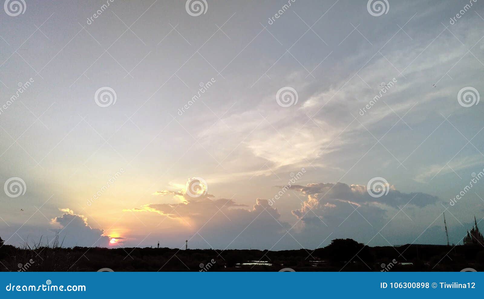 sunset sky silhouete field