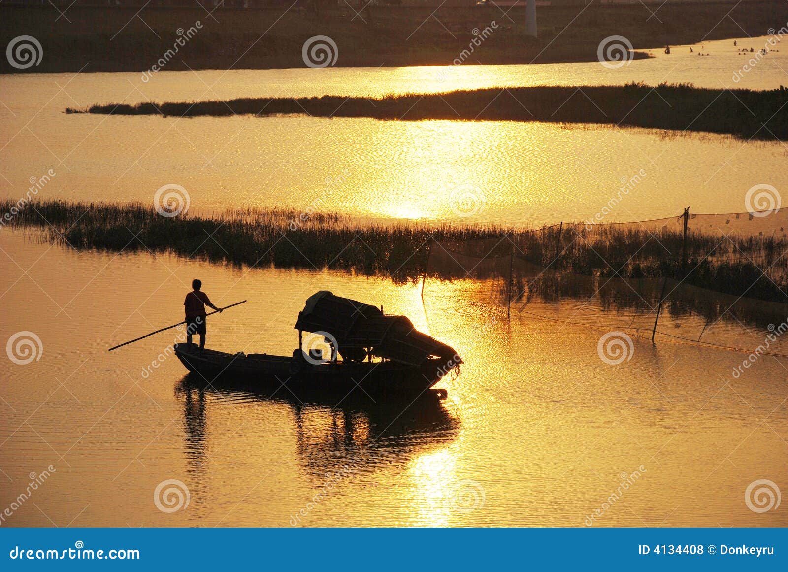 Sunset of a Small River in Foshan,Guangdong Stock Photo Image of