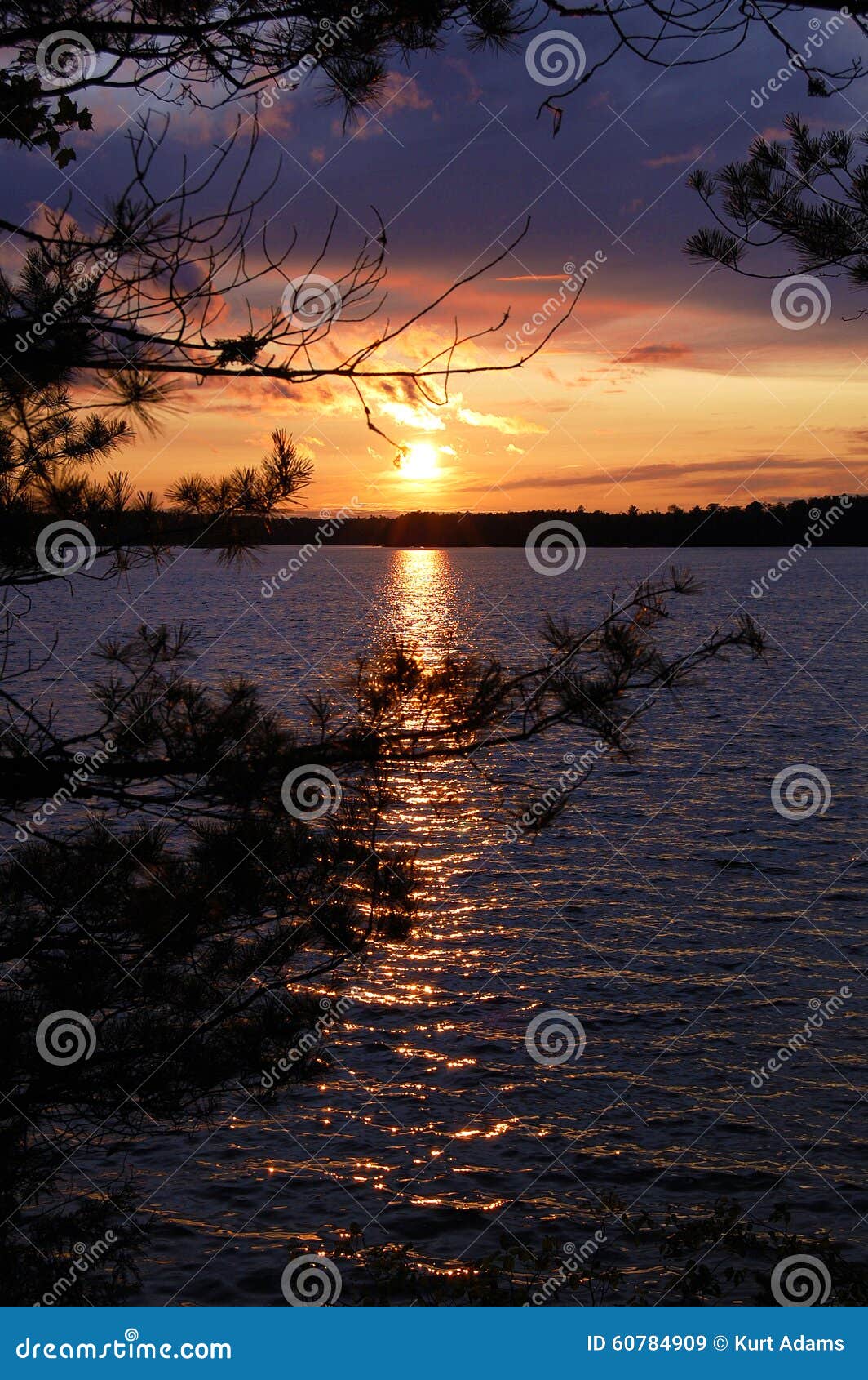 Sunset at Star Lake, WI. stock image. Image of trees 60784909