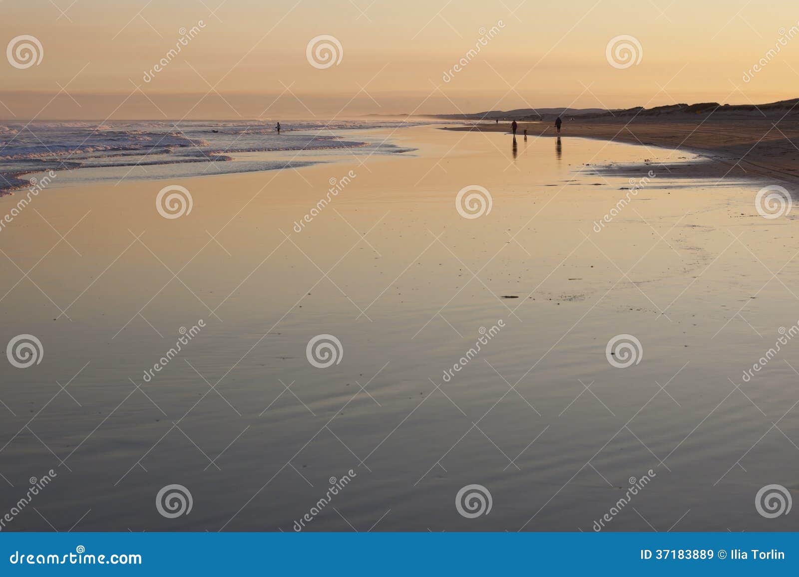 sunset on stockton beach. anna bay. australia.