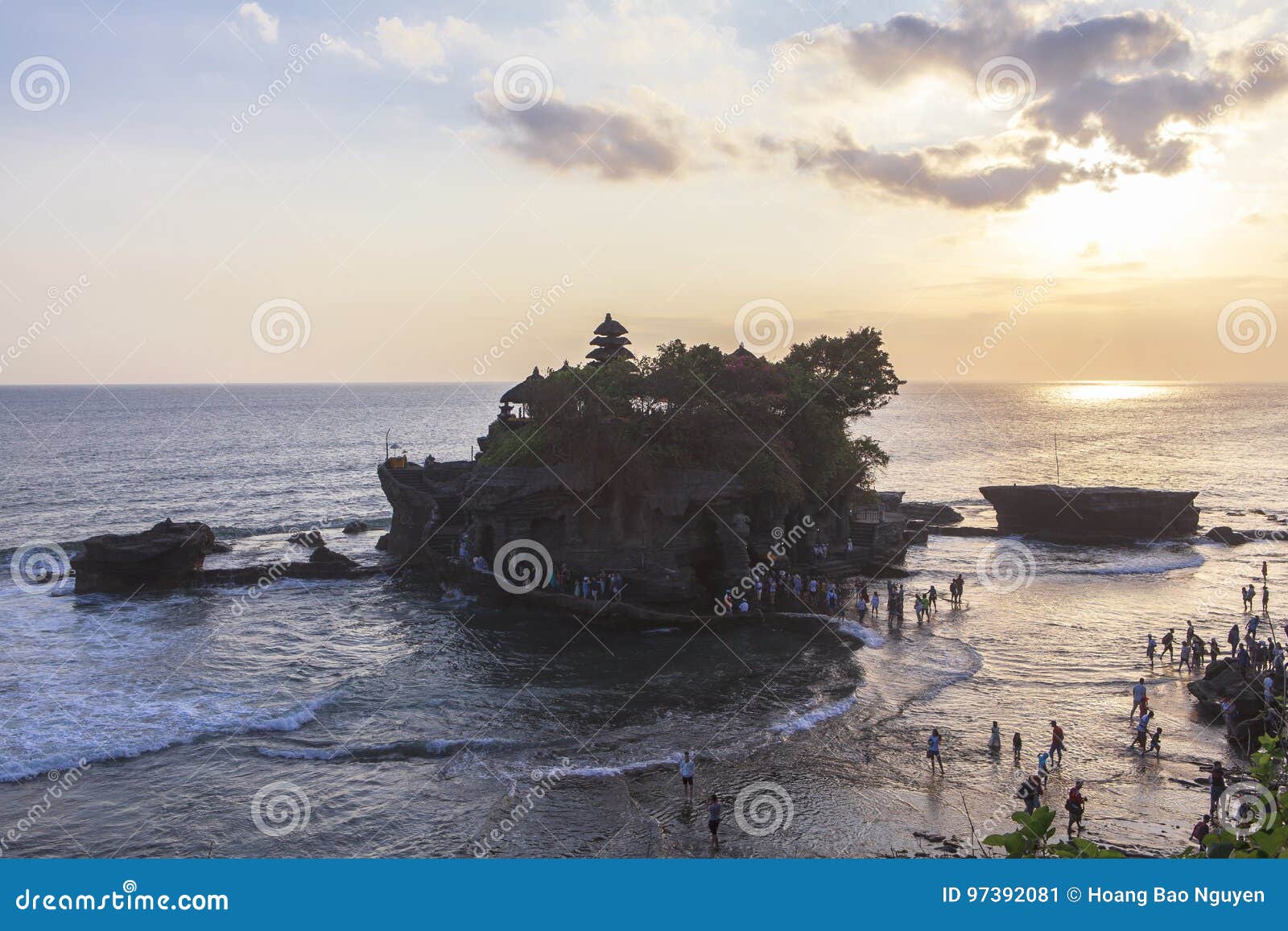 sunset at tanah lot temple in bali