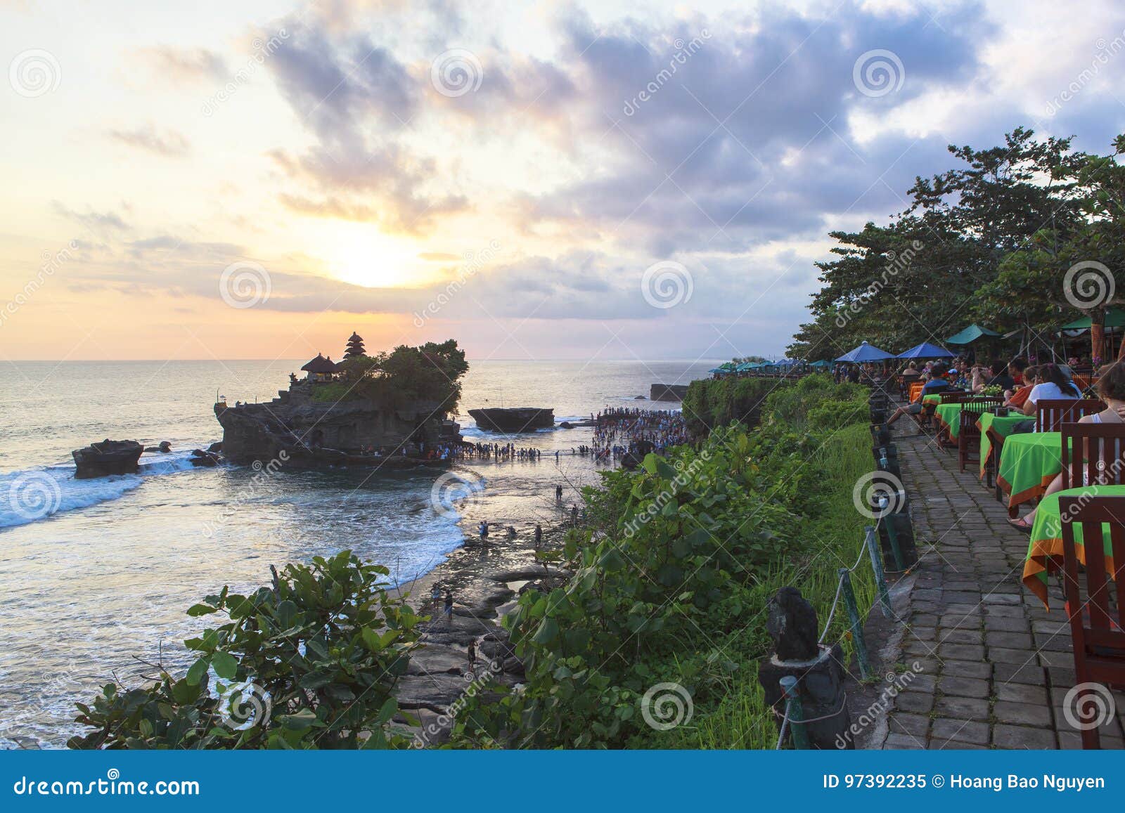 sunset at tanah lot temple in bali