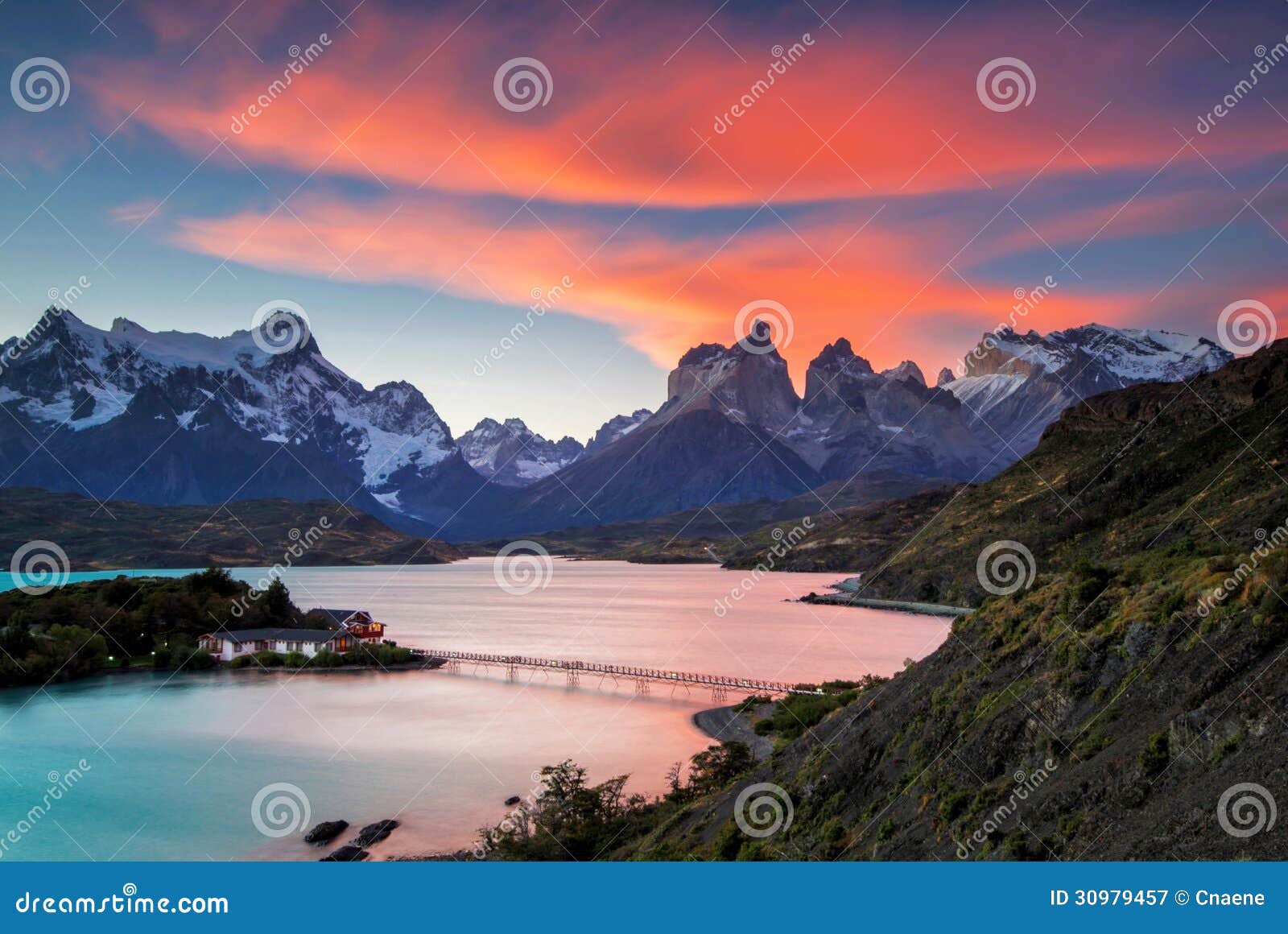 sunset at torres del paine
