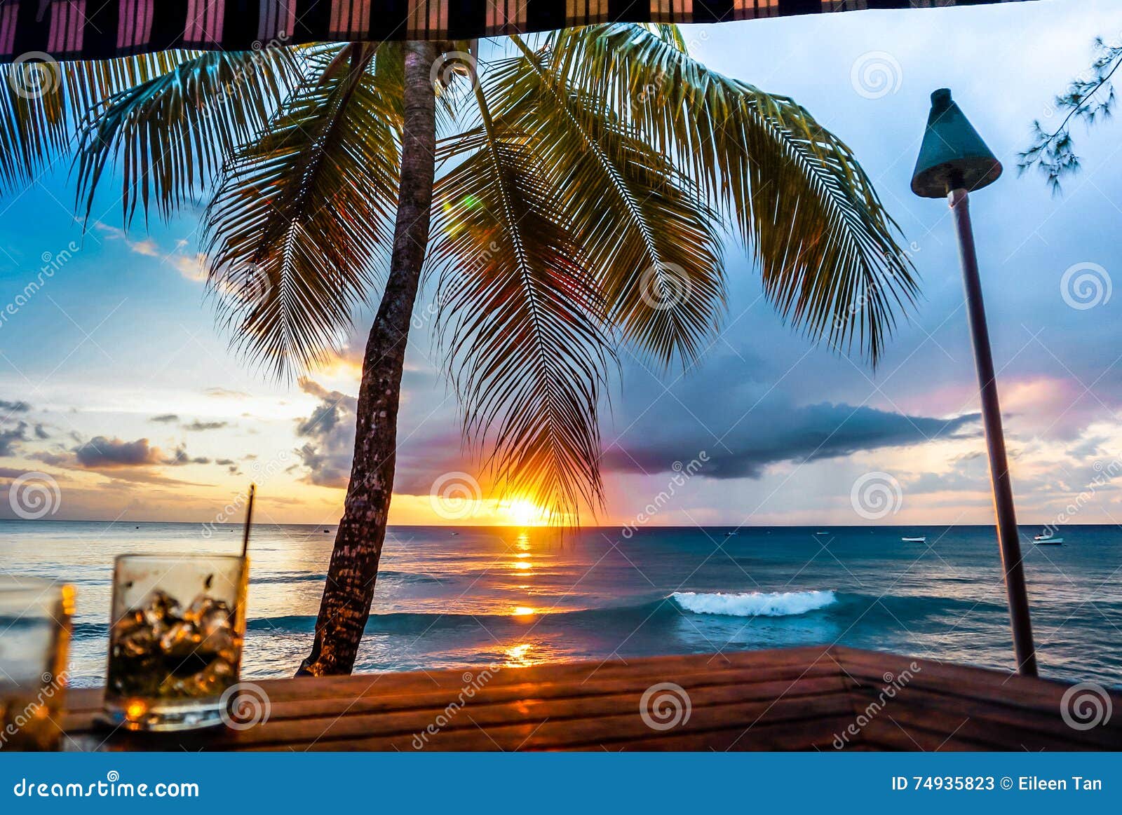 Sunset View Of Barbados Beach Stock Image Image Of View Golden 74935823