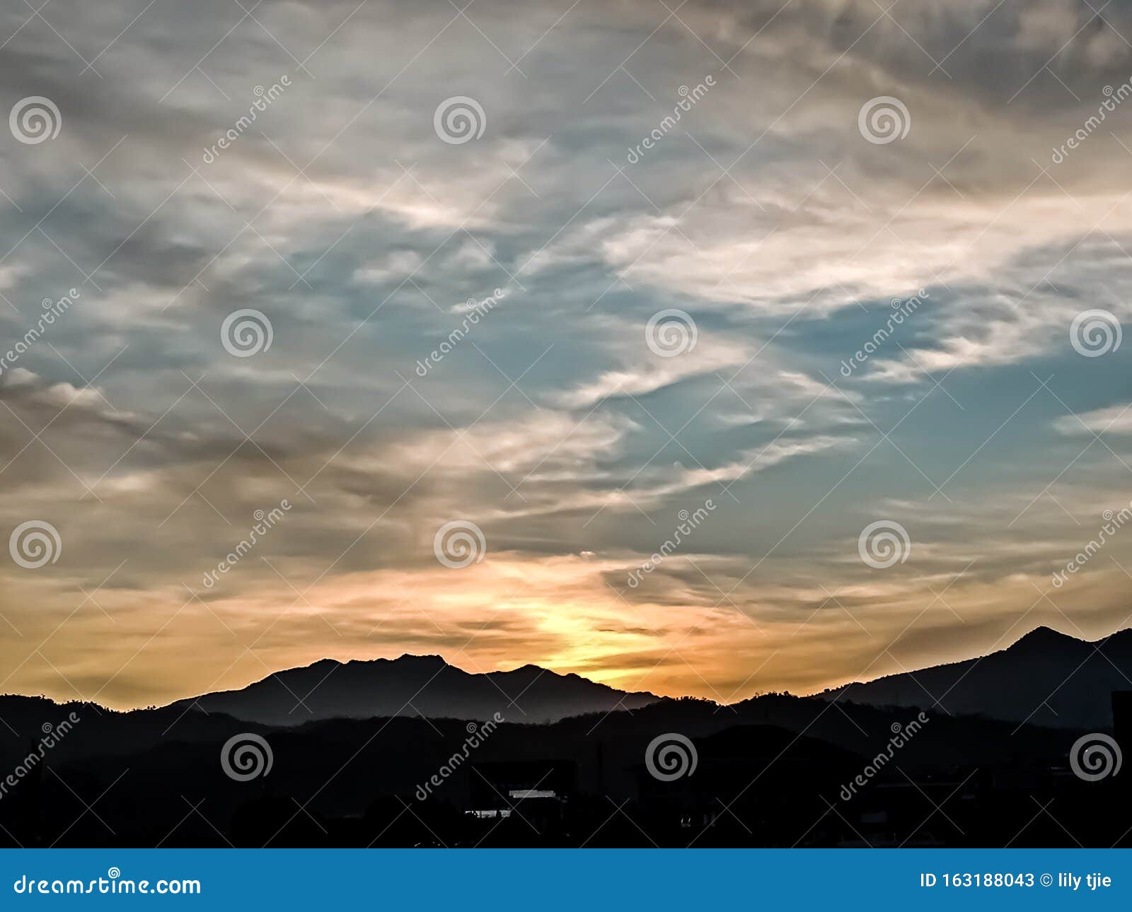 sunset view with exotic sky nuance, sunset background, nature