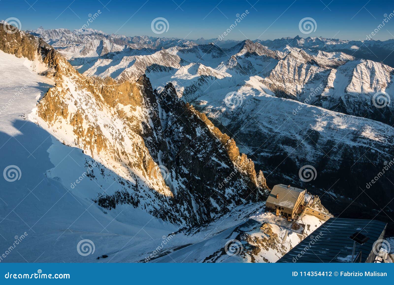 sunset view from the mont blanc top.